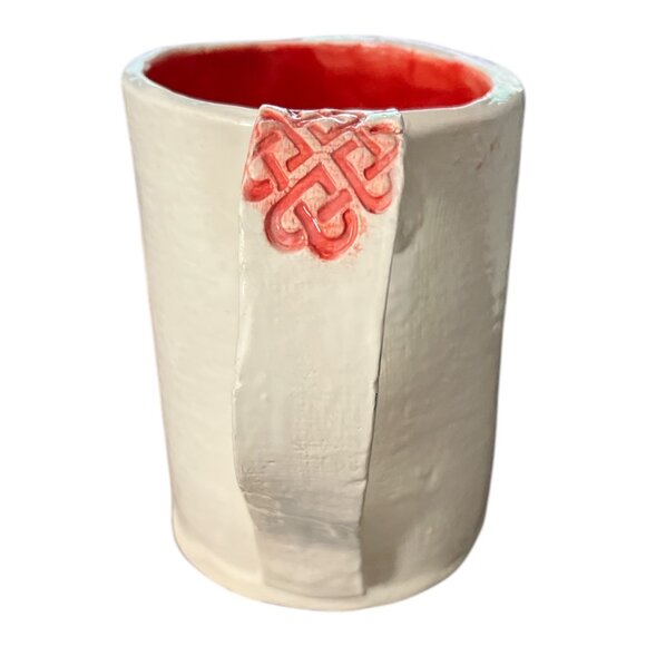 Handmade Ceramic Dragon Mug – Red & White Medieval-Inspired Design - Picture 3 of 7
